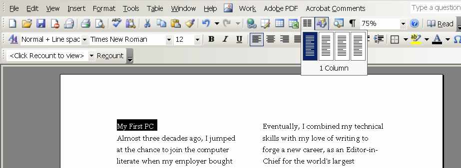 jumping between columns in word for mac